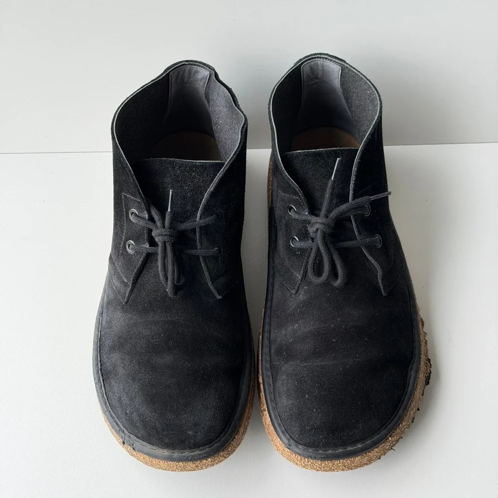 Birkenstock Dundee Plus Chukka Boots Mens 45 Black Suede Cork Sole Lace Up Shoes
